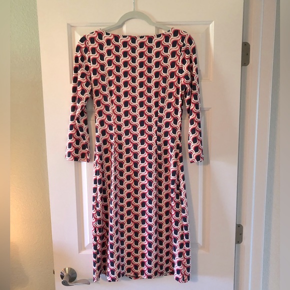 Talbots Dress Geometric Print Self Tie Sz S - Picture 2 of 5